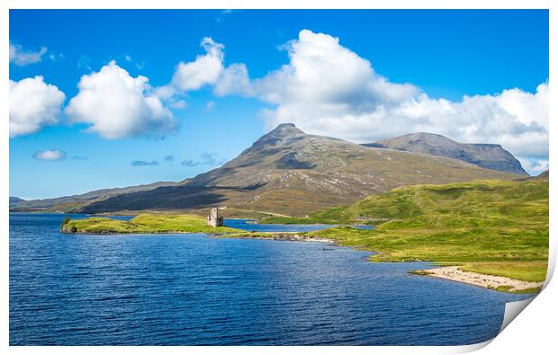 Loch Assynt and Ardvreck Castle Print by John Frid