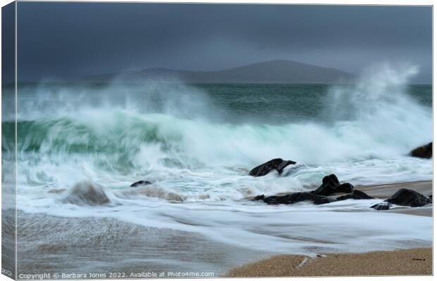 Stormy Seas of Harris Canvas Print by Barbara Jones