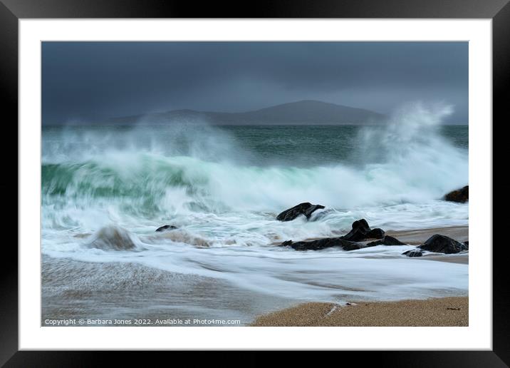 Stormy Seas of Harris Framed Mounted Print by Barbara Jones