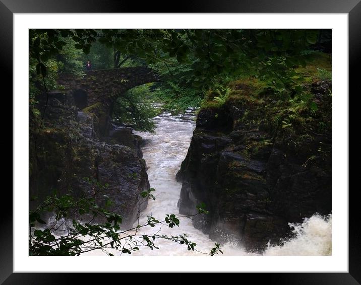 Tranquil Waterfall in Autumnal Scotland Framed Mounted Print by Sandy Young