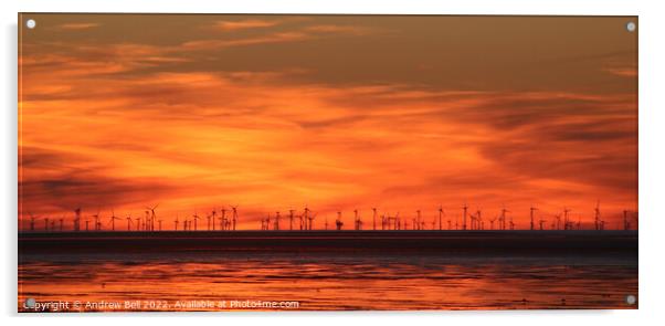 Wind Turbines sunset Acrylic by Andrew Bell
