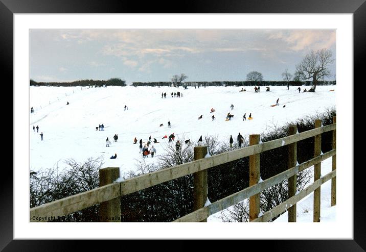 Winter Snow Scene with Sledging Framed Mounted Print by Rick Parrott