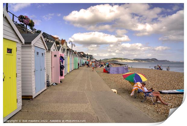 Lyme Regs Beach huts  Print by Rob Hawkins