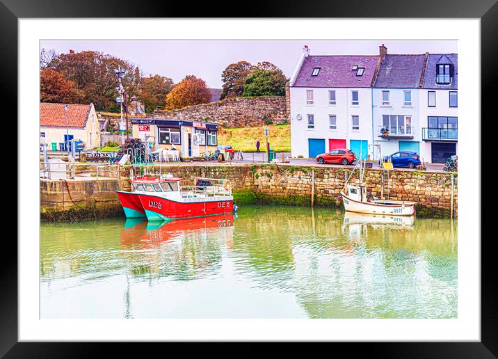 St Andrews Colourful Harbour Framed Mounted Print by Valerie Paterson