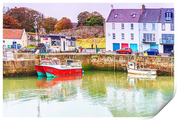 St Andrews Colourful Harbour Print by Valerie Paterson