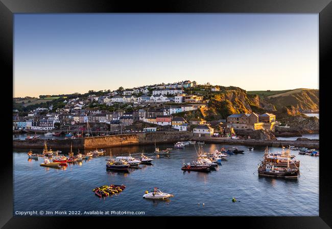 Harbour Sunrise, Mevagissey Framed Print by Jim Monk