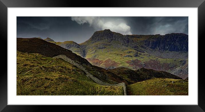 THE LANGDALE PIKES VIEWED FROM LINGMOOR FELL Framed Mounted Print by Tony Sharp LRPS CPAGB