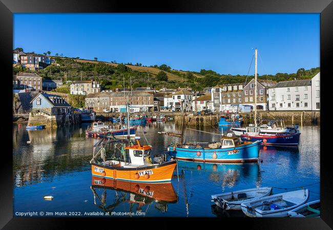Mevagissey Harbour, Cornwall Framed Print by Jim Monk