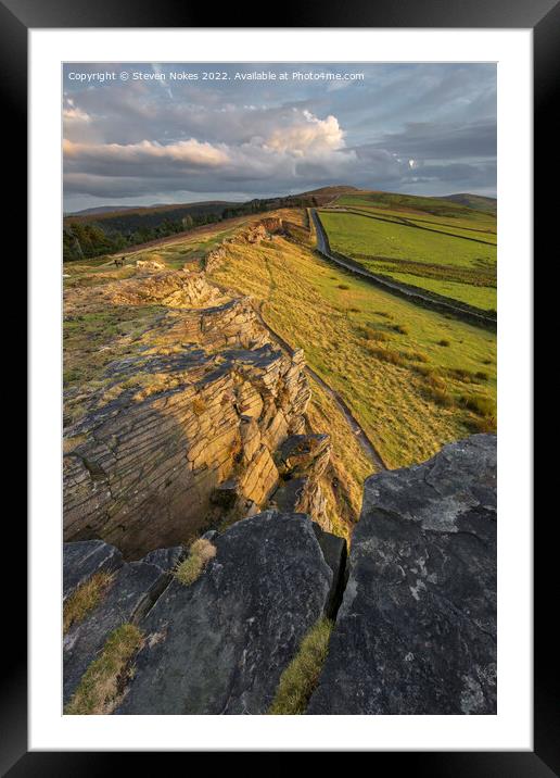 Golden Hour at Windgather Rocks Framed Mounted Print by Steven Nokes