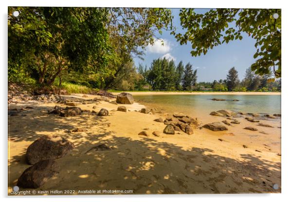 Trees on Layan Beach, Phuket, Thailand Acrylic by Kevin Hellon