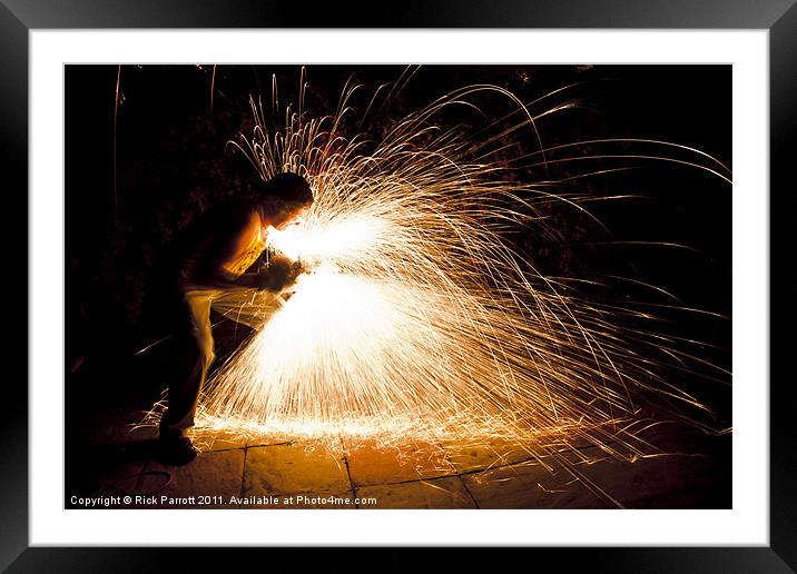 Self Portrait With Angle Grinder Framed Mounted Print by Rick Parrott