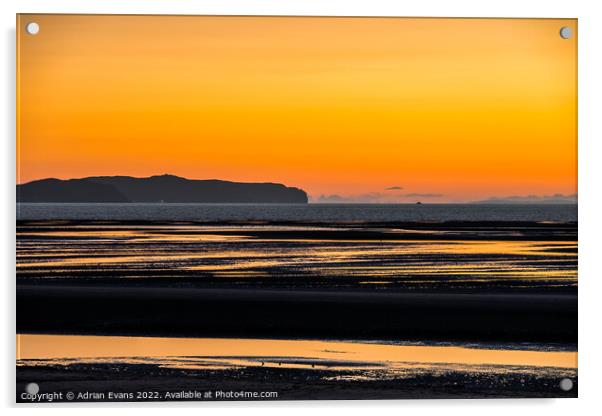 Ocean Sunset Rhyl Wales  Acrylic by Adrian Evans