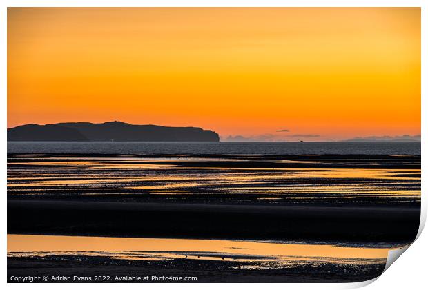 Ocean Sunset Rhyl Wales  Print by Adrian Evans