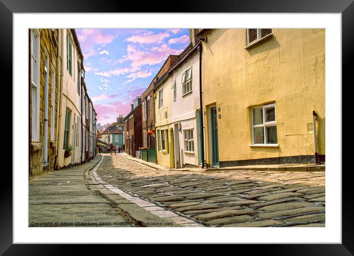 Whitby Henrietta Street Framed Mounted Print by Alison Chambers