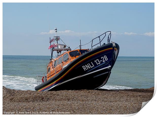 Beached at speed on Hastings shingle. Print by Mark Ward