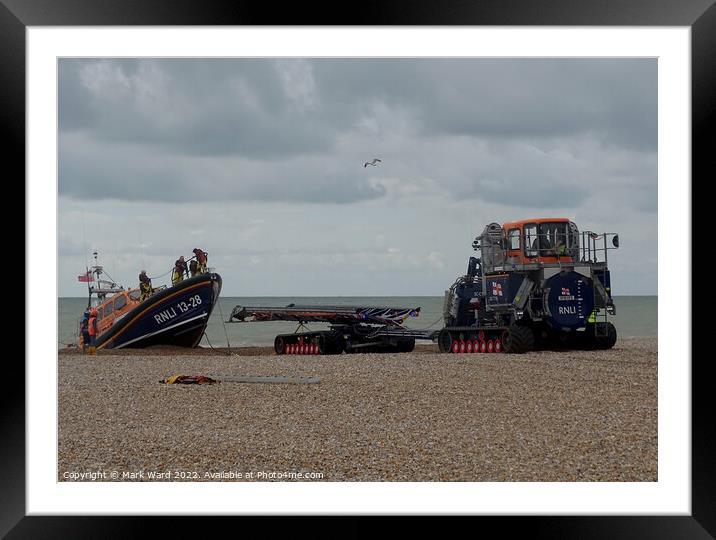 Hastings Lifeboat returing to the Station using the recovery vehicle. Framed Mounted Print by Mark Ward