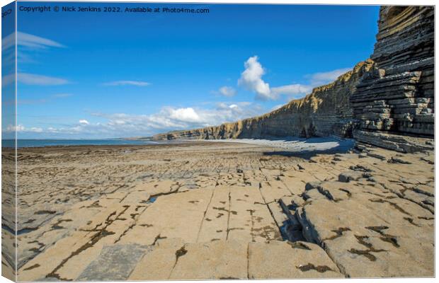 Cliffs from Nash Point to Monknash Canvas Print by Nick Jenkins