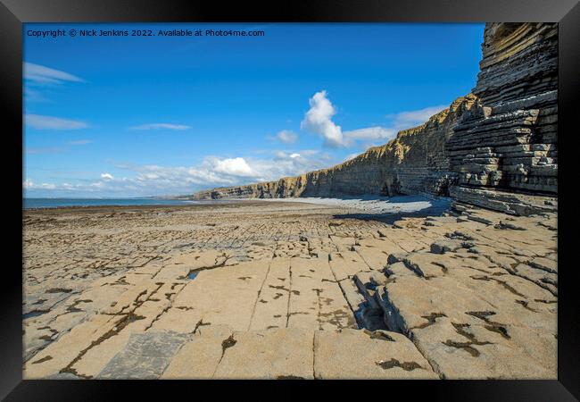 Cliffs from Nash Point to Monknash Framed Print by Nick Jenkins