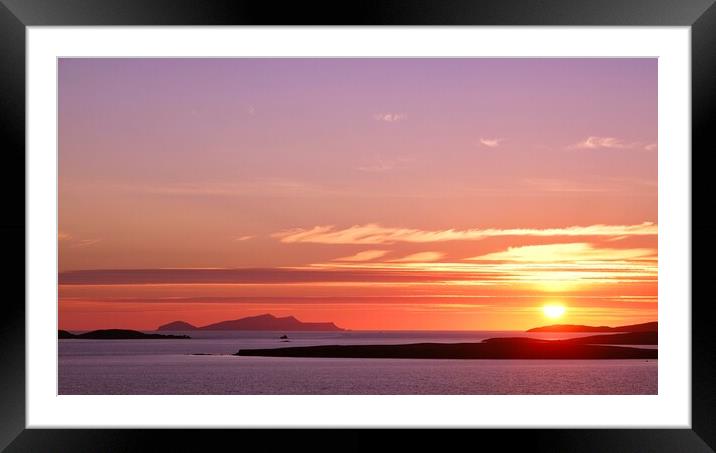 Island of Foula in the Sunset Framed Mounted Print by Anne Macdonald