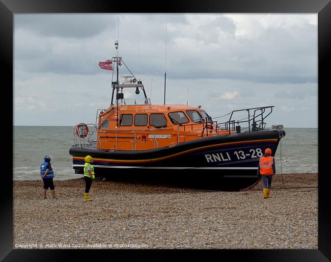 The Hastings lifeboat returning home. Framed Print by Mark Ward