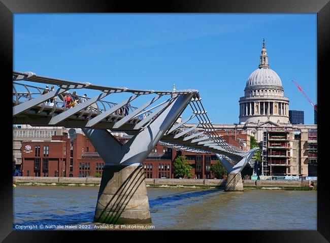 Millennium Bridge and St Paul's Cathedral London Framed Print by Nathalie Hales
