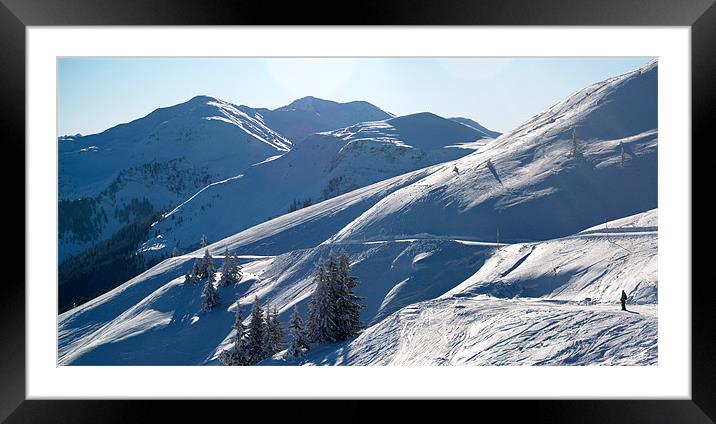 Skiing on a beautiful day Framed Mounted Print by Andrew Bradshaw