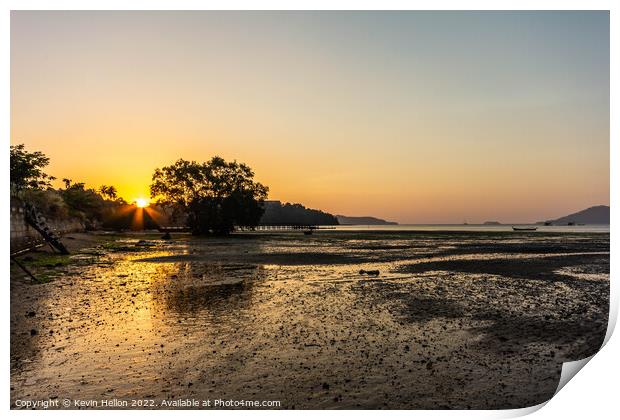 Low tide sunrise Print by Kevin Hellon
