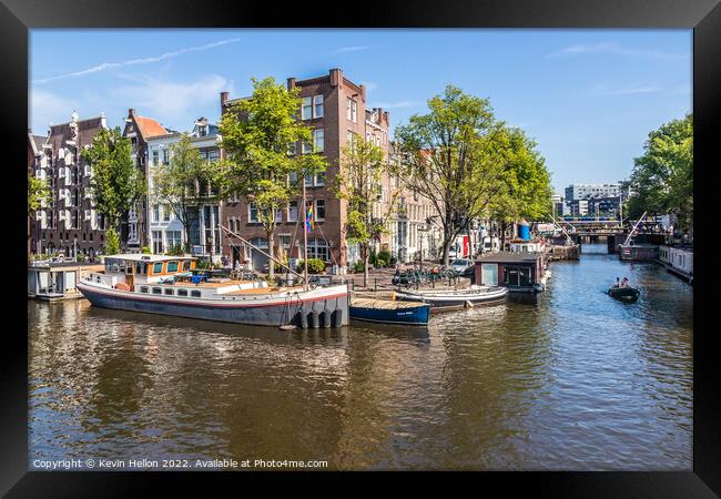 Junction of the Brouwersgracht and Prinsengracht, Amsterdam, Net Framed Print by Kevin Hellon