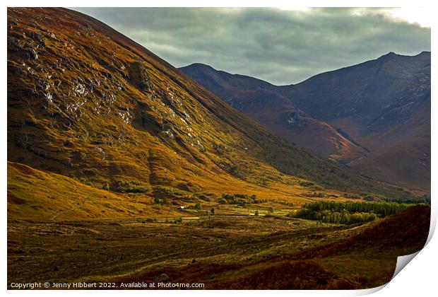 Glen Etive in Glencoe Highlands of Scotland Print by Jenny Hibbert