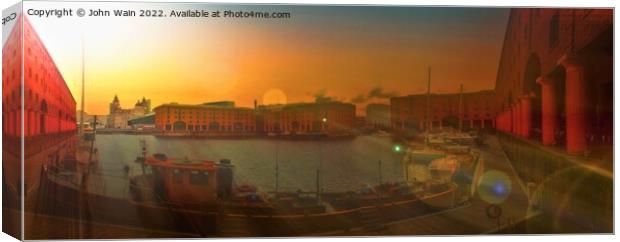Royal Albert Dock And the 3 Graces Panorama Canvas Print by John Wain