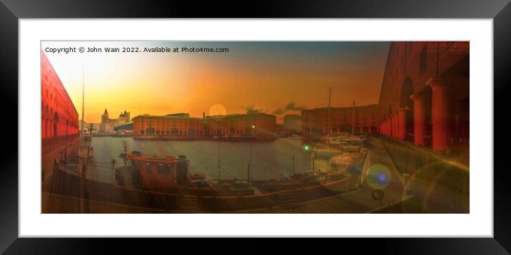 Royal Albert Dock And the 3 Graces Panorama Framed Mounted Print by John Wain