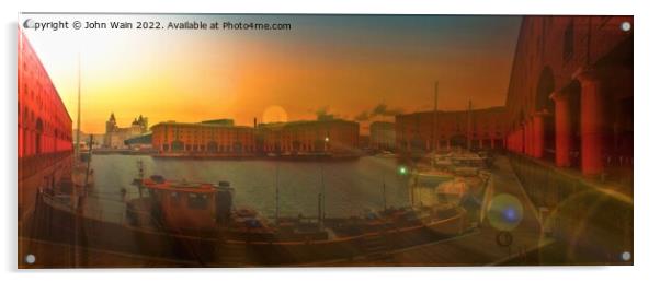 Royal Albert Dock And the 3 Graces Panorama Acrylic by John Wain