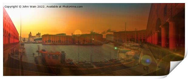 Royal Albert Dock And the 3 Graces Panorama Print by John Wain