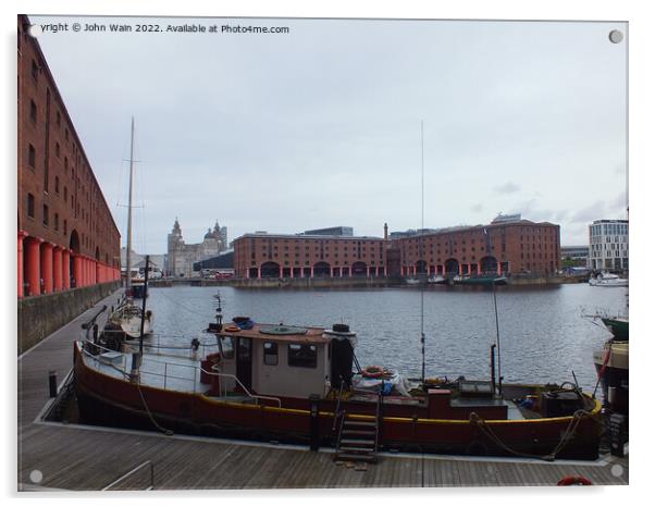 Royal Albert Dock And the 3 Graces Acrylic by John Wain