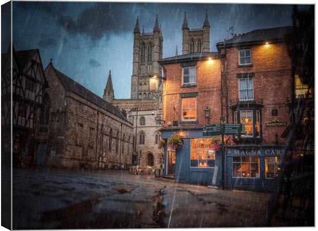 Lincoln Cathedral in the rain  Canvas Print by Andrew Scott