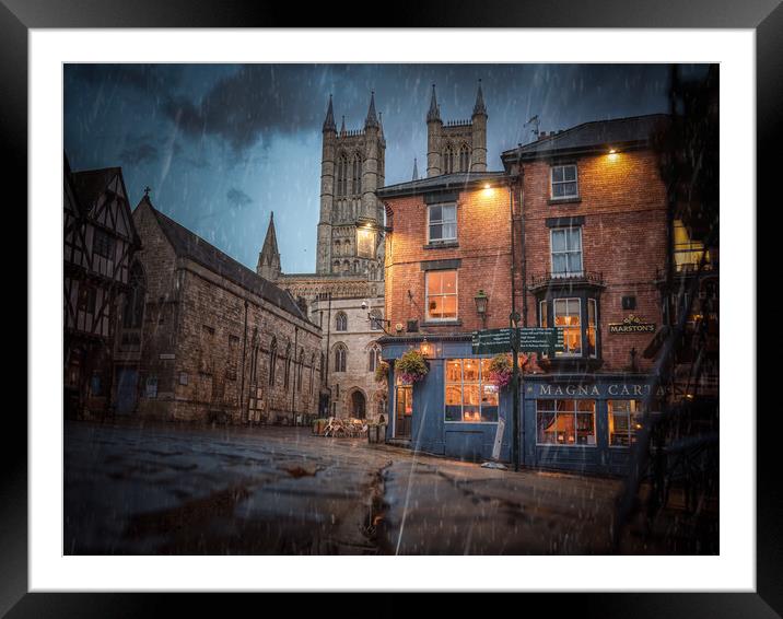 Lincoln Cathedral in the rain  Framed Mounted Print by Andrew Scott