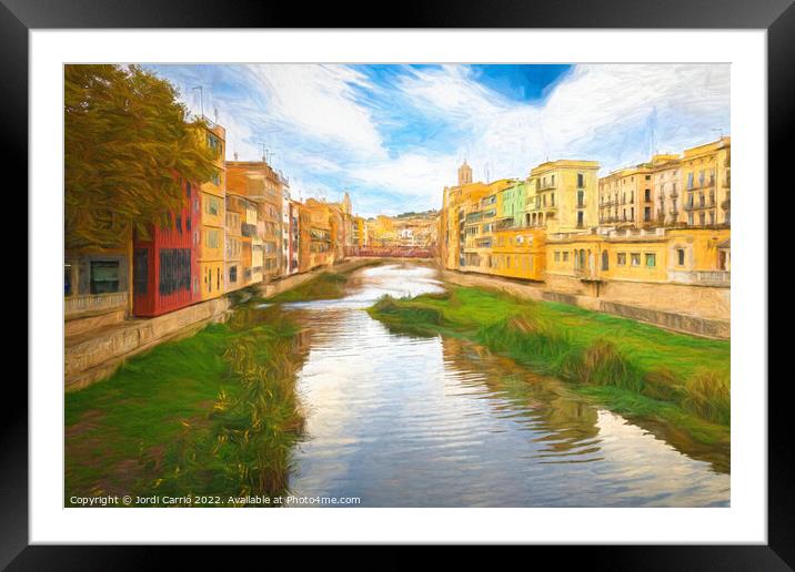 Autumn Reflections in the Onyar - CR2111-6217-OIL Framed Mounted Print by Jordi Carrio