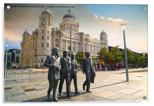 The Beatles Statue Liverpool  Acrylic by Alison Chambers