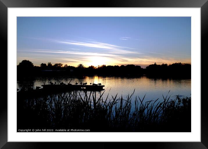 Sunset over King's mill reservoir Nottinghanshire Framed Mounted Print by john hill