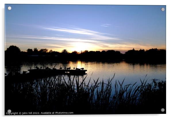 Sunset over King's mill reservoir Nottinghanshire Acrylic by john hill