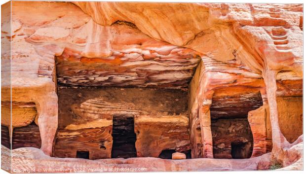 Rock Tombs Abstracts Street of Facades Petra Jorda Canvas Print by William Perry