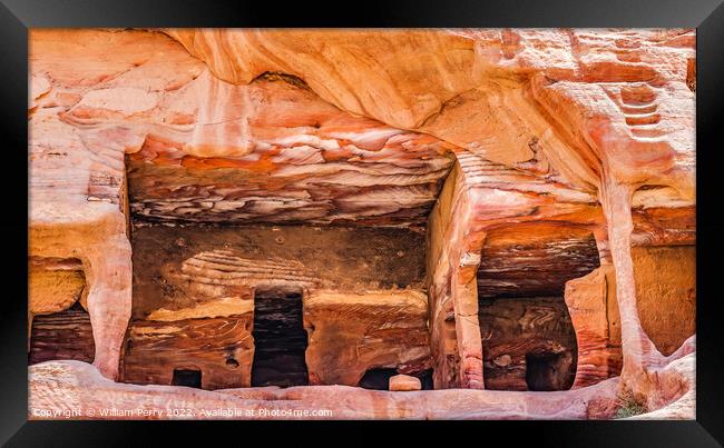 Rock Tombs Abstracts Street of Facades Petra Jorda Framed Print by William Perry