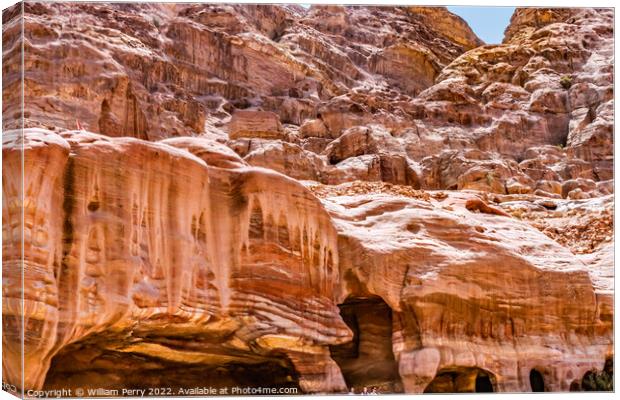 Rock Tombs Street of Facades Petra Jordan  Canvas Print by William Perry