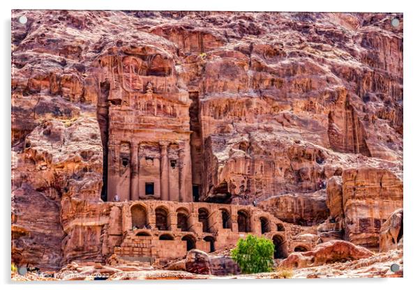 Royal Rock Tombs Petra Jordan  Acrylic by William Perry