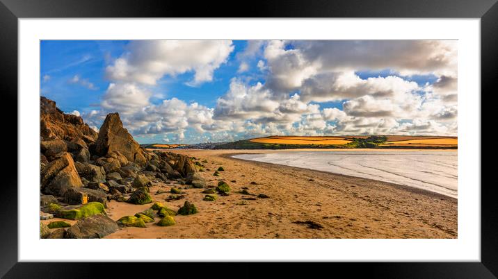 Daymer  Bay,  Rock Beach and Padstow Framed Mounted Print by Maggie McCall