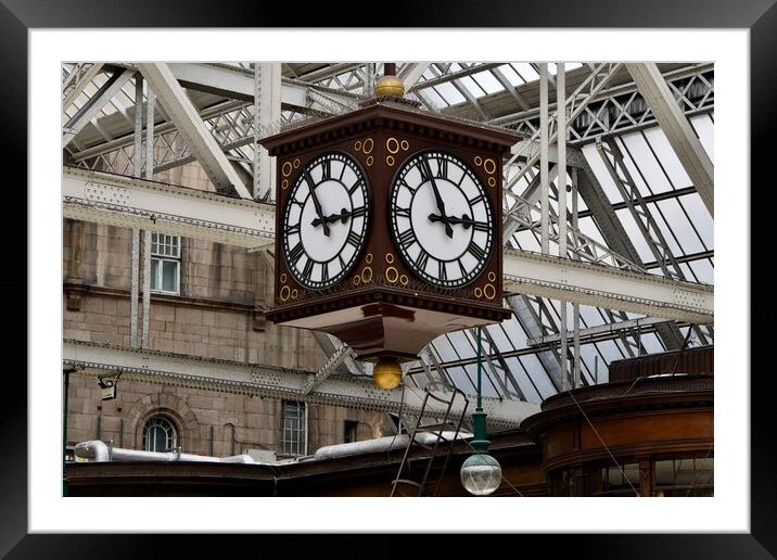 Glasgow Central Clock Framed Mounted Print by John Rae
