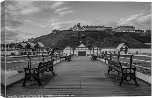 Saltburn by the Sea in Monochrome Canvas Print by Richard Perks