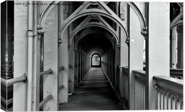 The High Level Bridge, Newcastle upon Tyne - Monochrome Canvas Print by Jim Jones