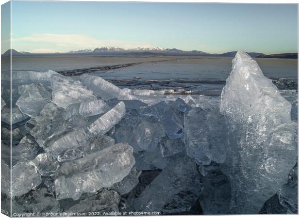 Ice On Lake. Canvas Print by Hörður Vilhjálmsson