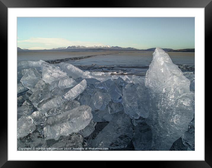Ice On Lake. Framed Mounted Print by Hörður Vilhjálmsson